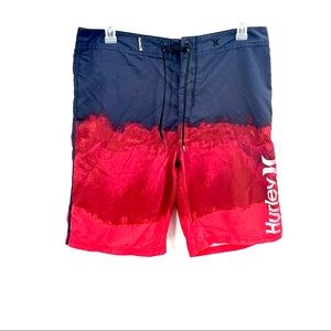 Hurley Size 34 Color Block Drawstring Board Short Swimming Trunks